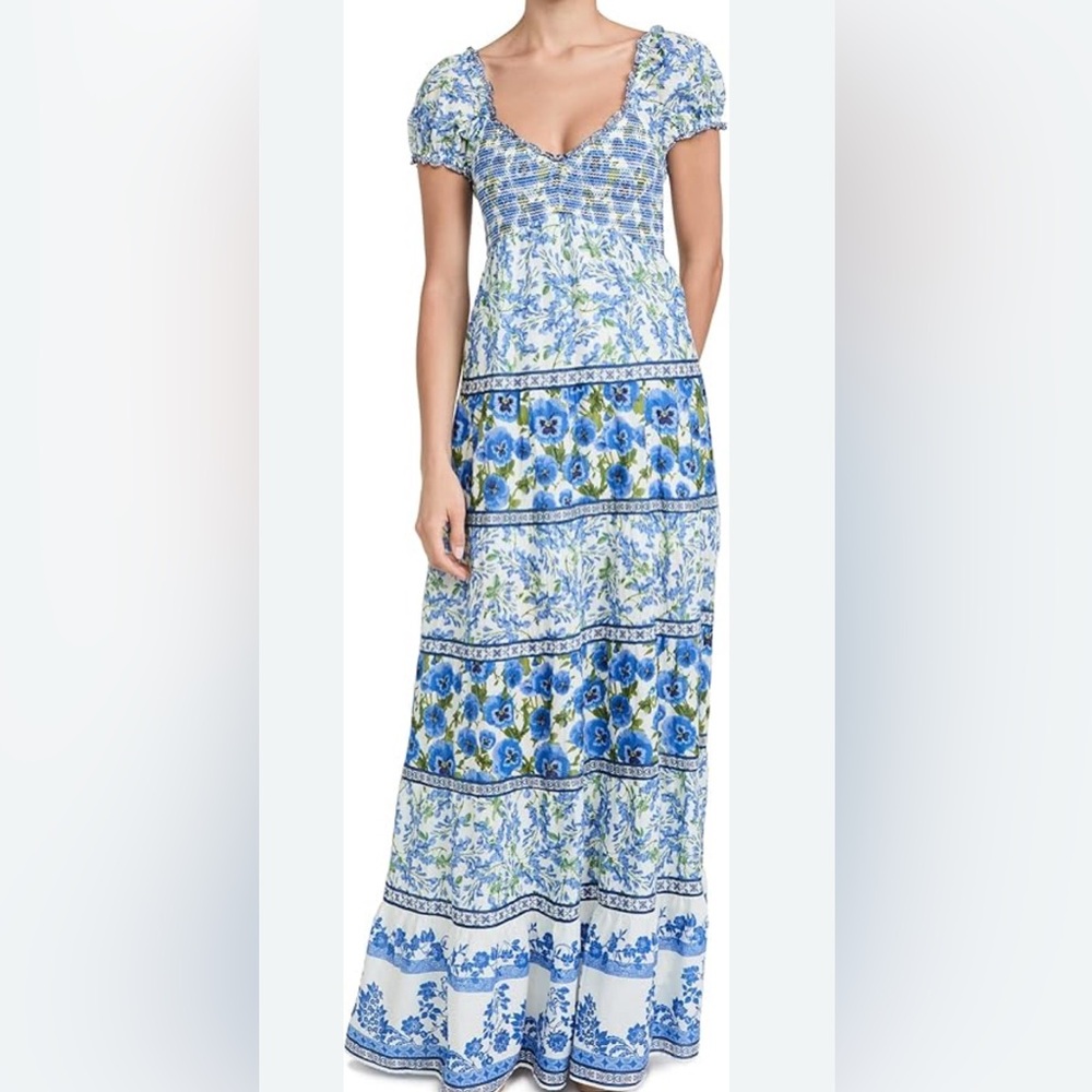 Alice + Olivia Blue and White Floral Maxi Skirt
